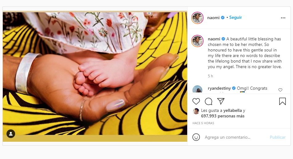 Naomi Campbell Mamma per la prima volta [Foto Instagram]