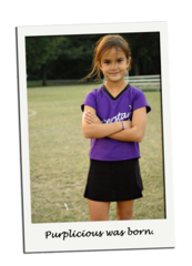 Soccer Girl in Purple Sports Jersey and Black Skort