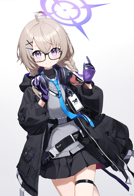 1 girl, kotama (blue archive), light brown hair, purple eyes, single braid, ahog s-2763530264