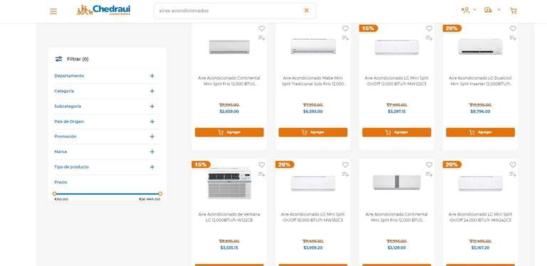 CHEDRAHUI EN LINEA AIRES ACONDICIONADOS CON UN 40-60 % DE DESCUENTO 
