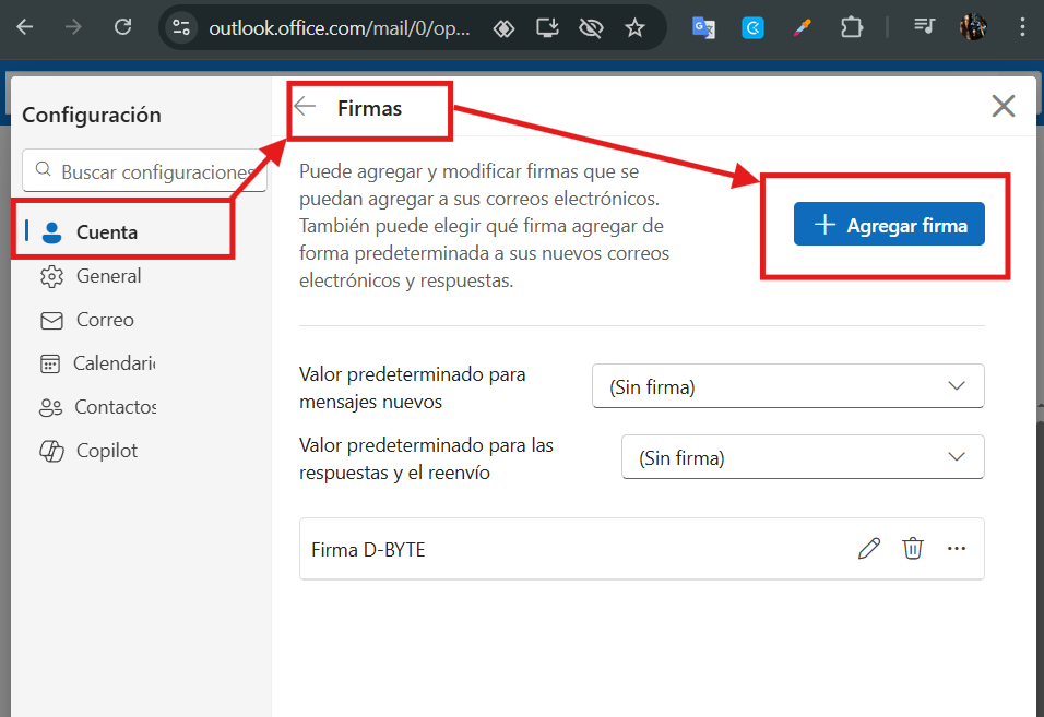 Instrucciones Outlook