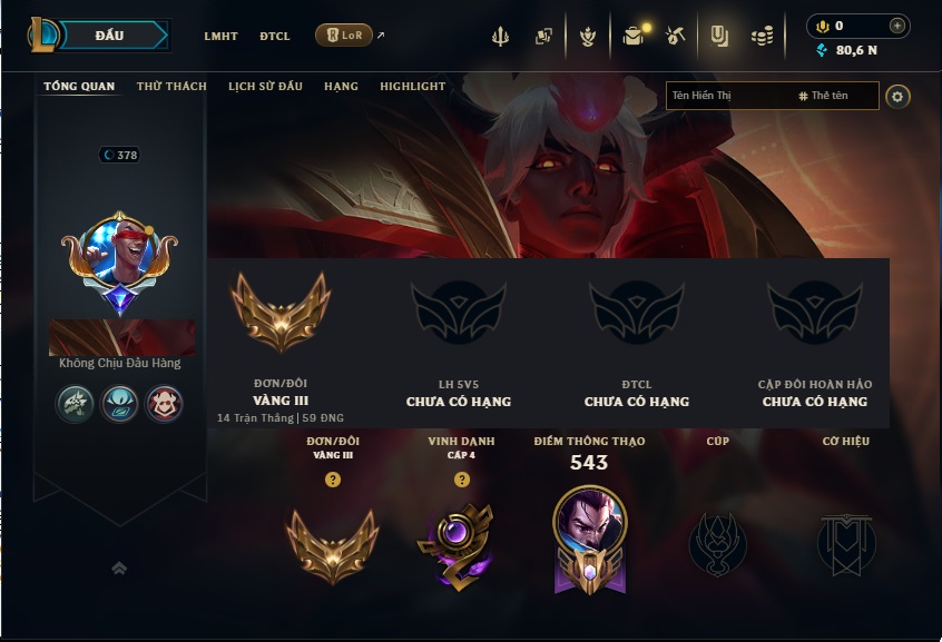 Acc LMHT # - Khung Vàng