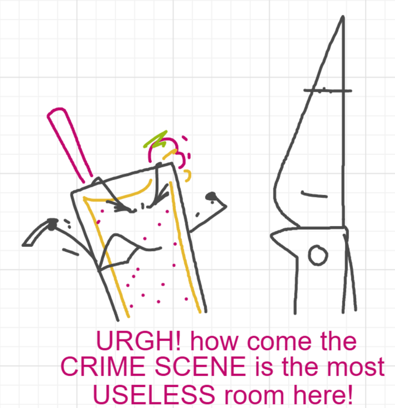 A panel from A Murder On The, episode six of the Board Boards object show by Furretwalk/WalkingFurret.