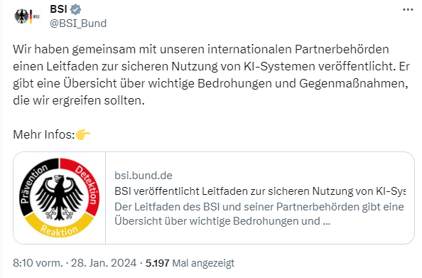 BSI-Leitfaden zur sicheren KI-Nutzung