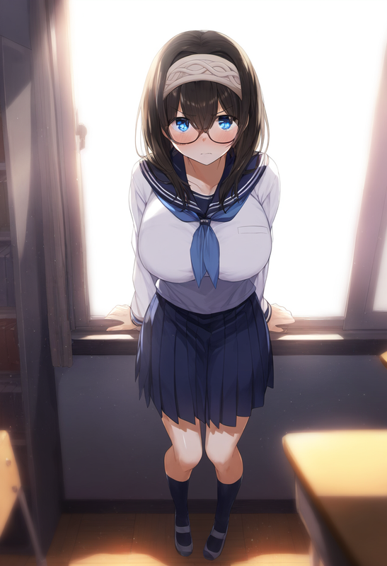 1girl, sagisawa fumika  artistcg, depth of field, shiny skin, blush,full body,fr s-1601145430