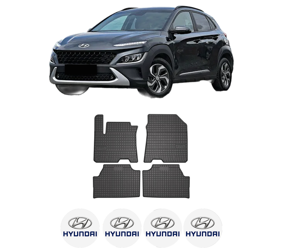 Set covorase presuri HYUNDAI KONA SUV Van (OS, OSE, OSI) din 2017-2019, auto, din cauciuc thermoplastic, 4 Stickere auto cu HYUNDAI