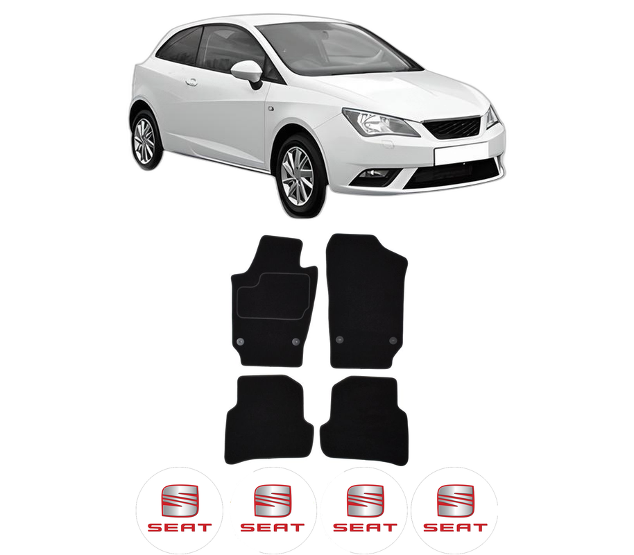 Set Covorase Presuri SEAT IBIZA IV SC (6J1, 6P5) din 2008-2016, Auto, Material Textil Mocheta, 4 Stickere auto cu SEAT