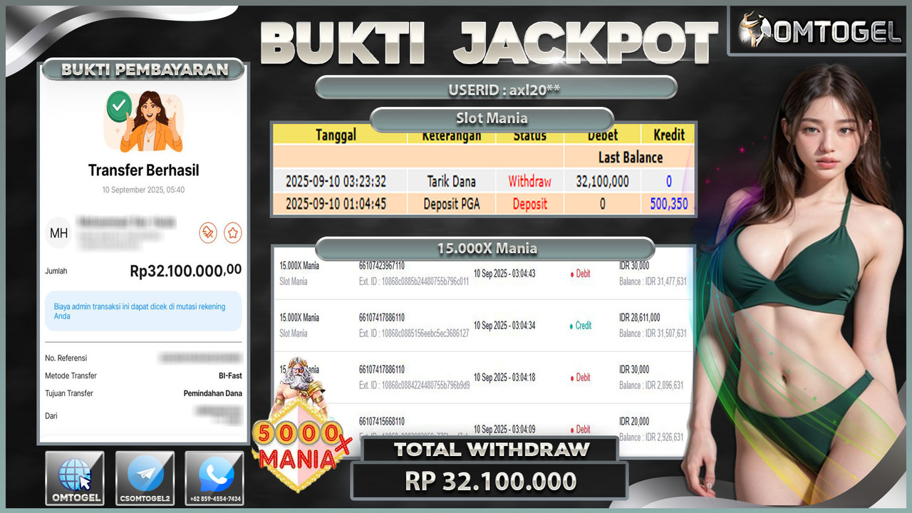 OMTOGEL JACKPOT SLOT MANIA 15,000X MANIA 32 JUTA DI BAYAR LUNAS ,-