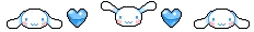 animated pixel art of cinnamoroll faces and spinning blue hearts