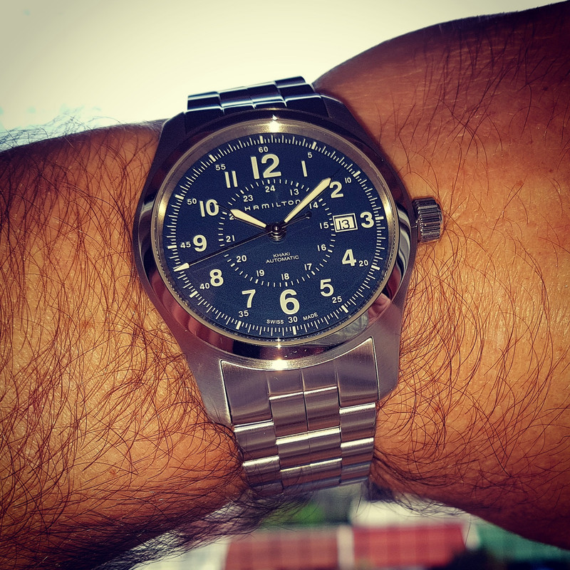 Hamilton Khaki Field Auto 42 mm 100M Blue Dial Bracelet #H70605143 (1)