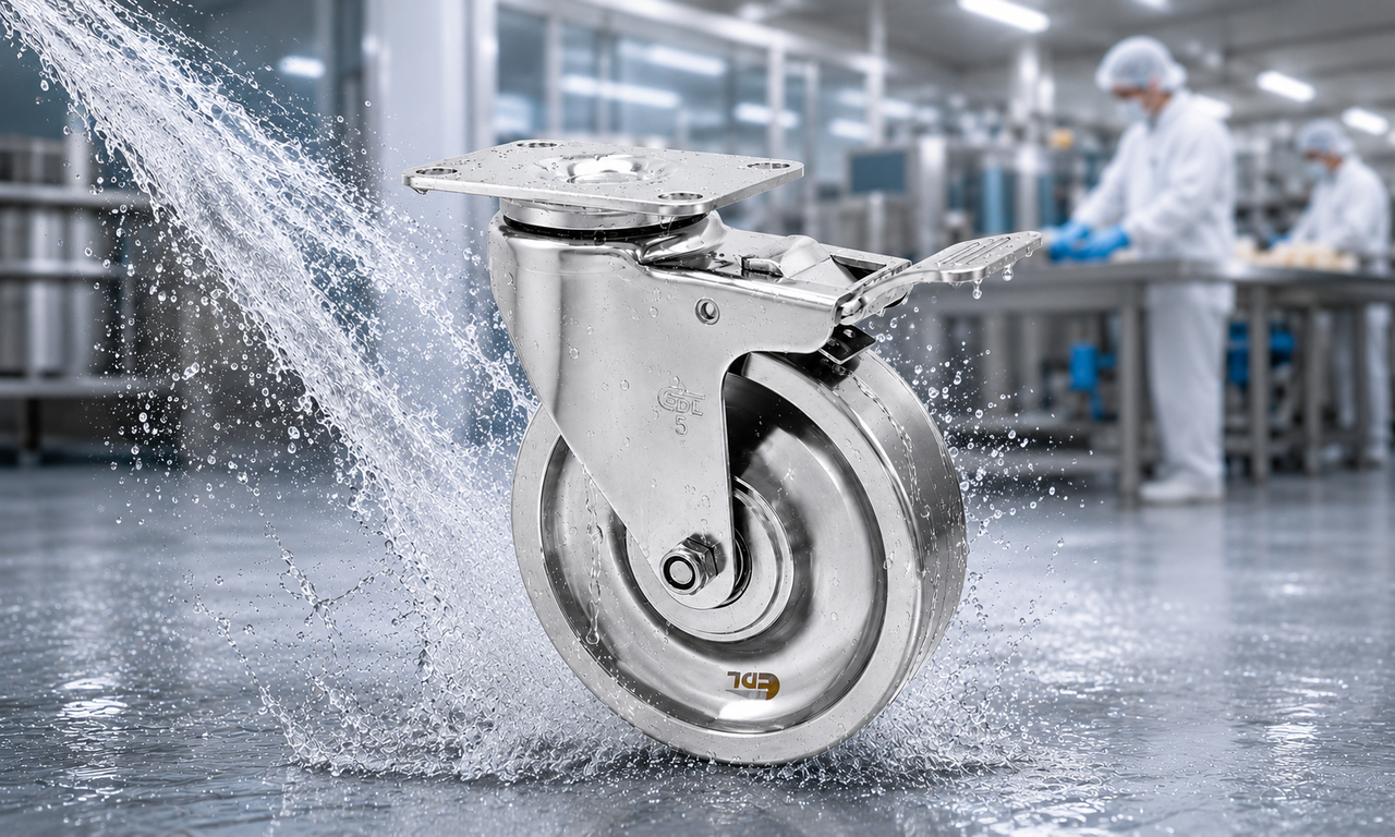 304 stainless steel casters for wash-down industrial environments