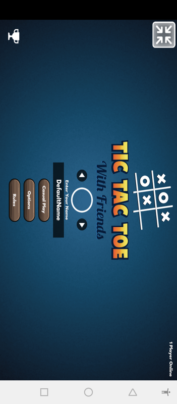 Screenshot of tic tac toe game