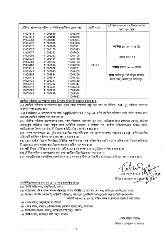 Faridpur-Palli-Bidyut-Samity-Meter-Reader-Cum-Messenger-Exam-Result-2023-PDF-2