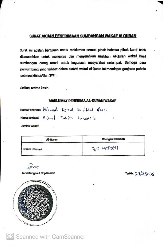 Surat Maahad Tahfiz Az Zainab