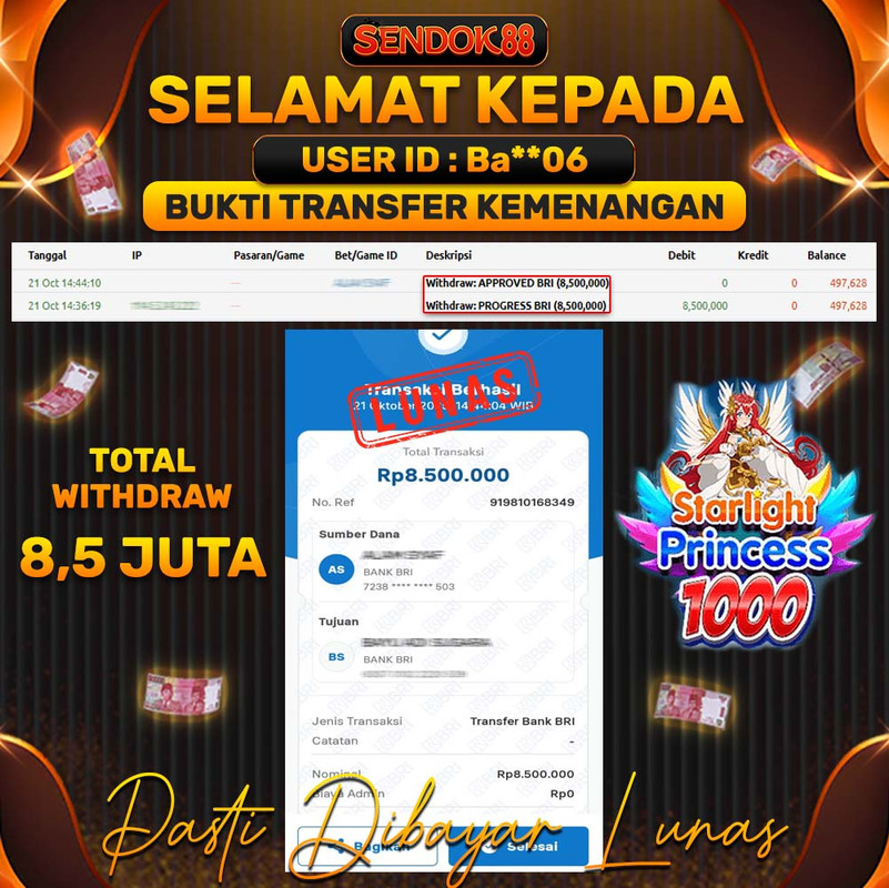 SENDOK88 JEPE! STARLIGHT PRINCESS 1000 Rp 8.500.000,- LUNAS!