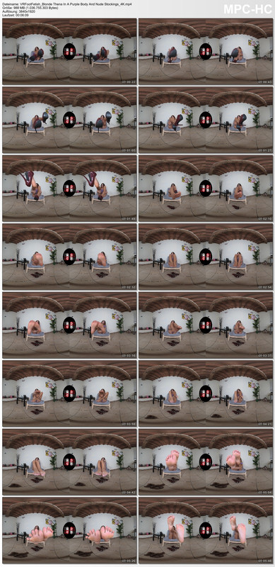 VRFootFetish_Blonde Thena In A Purple Body And Nude Stockings_4K