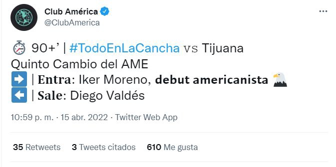 América debuta a Iker Moreno, apodado el 