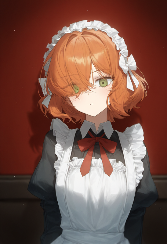 depth of field, 1girl, ishmael (limbus company), short hair, orange hair, {{gree s-150599116