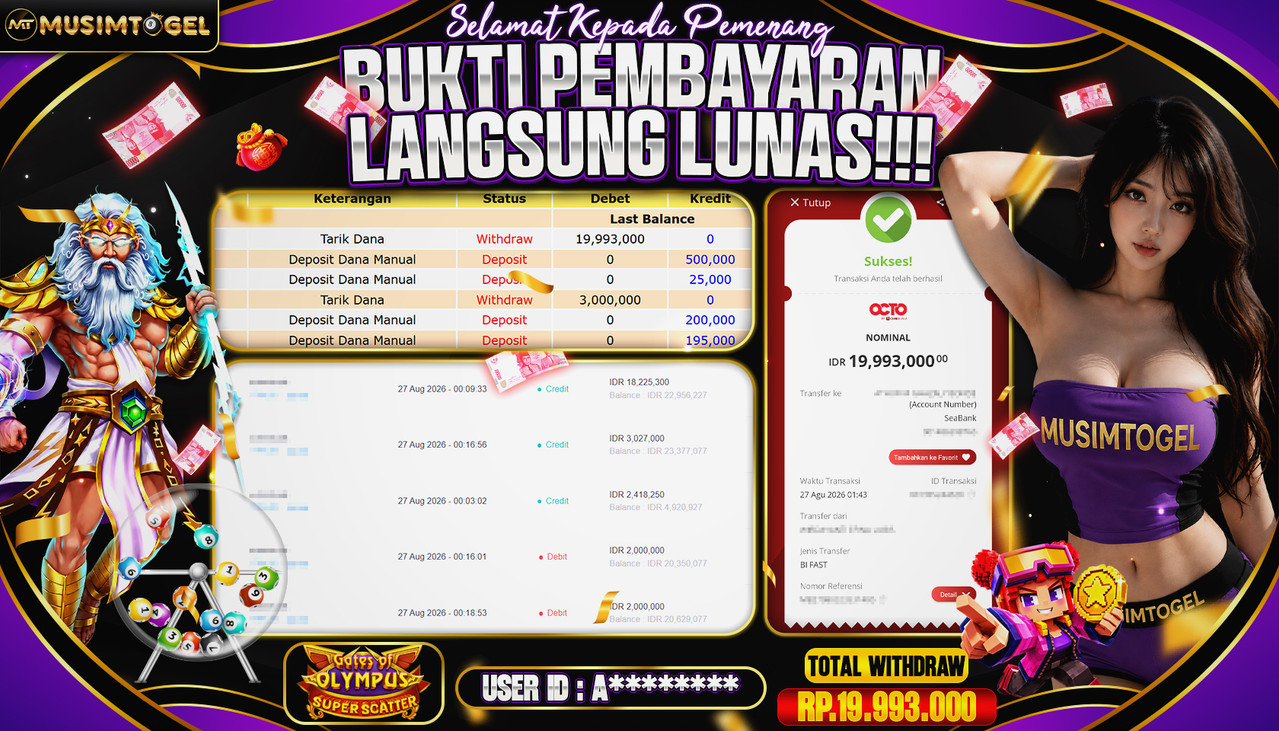 MUSIMTOGEL JP SLOT  19,993,000 - OLYMPUS SUPER SCATER - PRAGMATIC PLAY