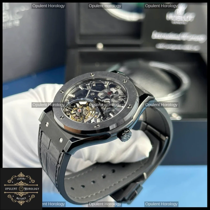 Hublot Classic Fusion Skeleton Tourbillon Black Ceramic Watch 45mm