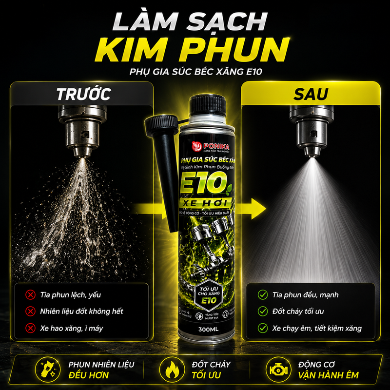 Trước và sau khi làm sạch kim phun