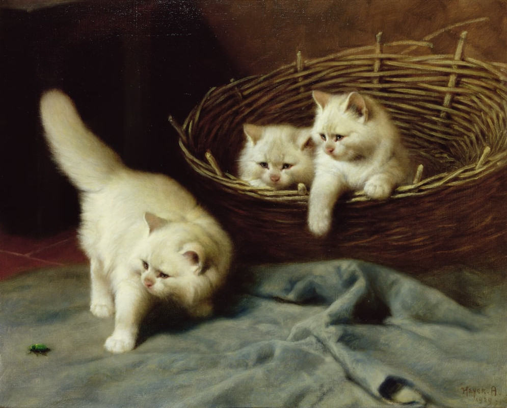 8-Arthur_Heyer_-_White_Angora_Kittens_With_a_Beetle_1929_-_(MeisterDrucke-882870)