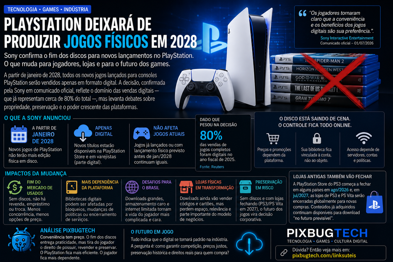 PlayStation encerrará os jogos em disco em 2028 e o jogador perderá muito mais do que uma caixa na estante