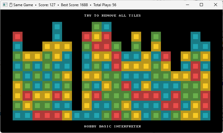 HOBBY BASIC SAMEGAME WINDOWS11 CONSOLE