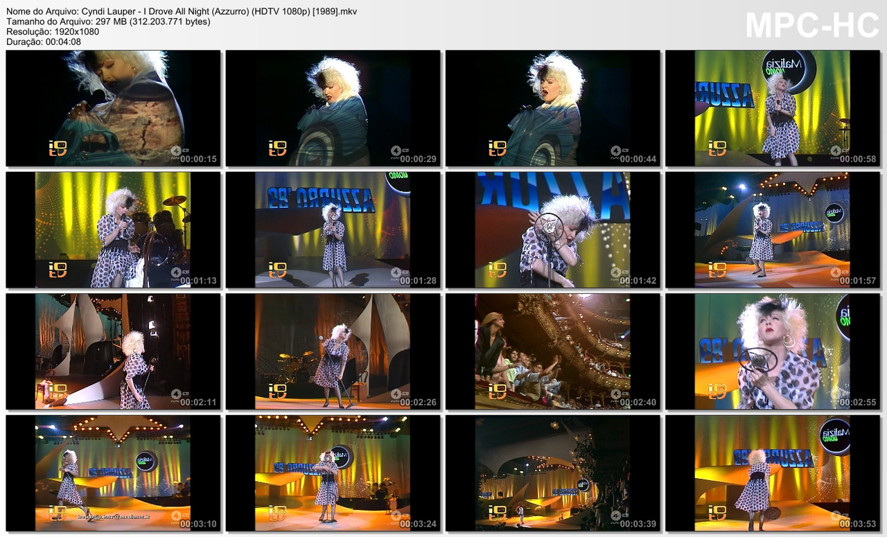 Cyndi Lauper - I Drove All Night (Azzurro) (HDTV 1080p) [20.05.1989]
