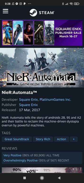 Steam: NierAutomata a mitad de precio
