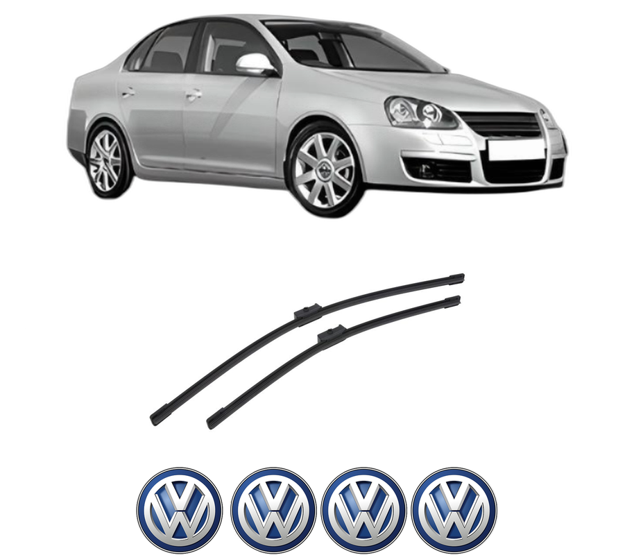 Set stergatoare auto Volkswagen JETTA III (1K2) din 2004-2010, pentru parbriz auto, 2 bucati, Bosch Aerotwin, din cauciuc siliconat rezistent, 4 Stickere Auto Volkswagen