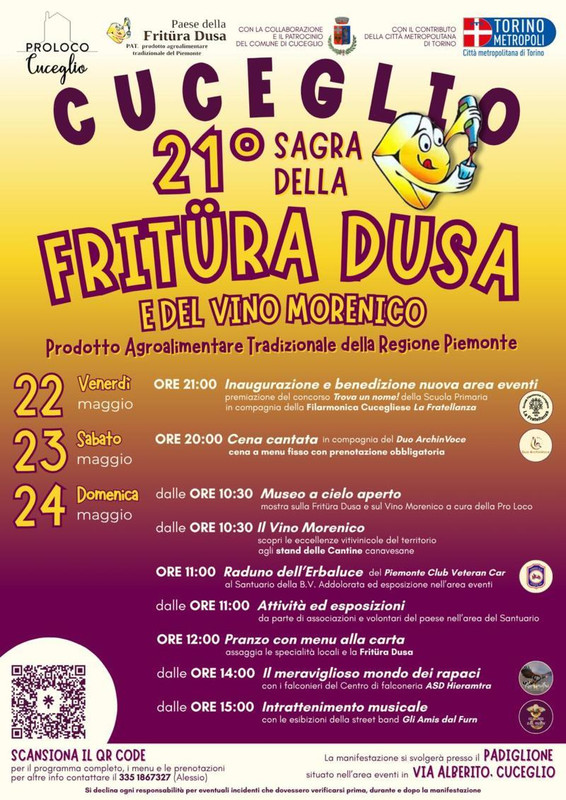 Cuceglio (To) celebra la frutura dusa dal 22 al 24 maggio 2026