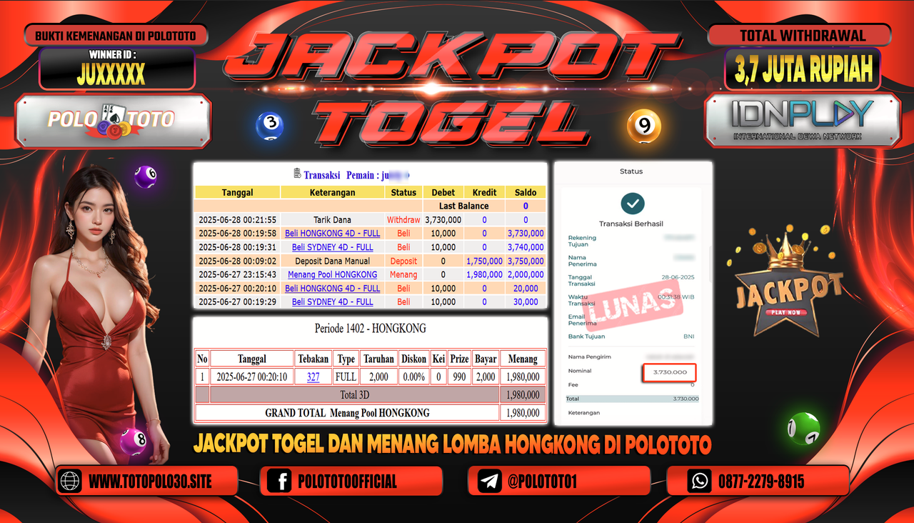 POLOTOTO JACKPOT TOGEL HONGKONG LOTTO Rp.3.730.000,-