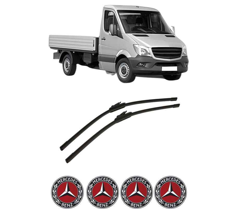 Set stergatoare auto MERCEDES-BENZ SPRINTER 3-t Platform/Chassis (B906) din 2006-2018, pentru parbriz auto, 2 bucati, Bosch Aerotwin, din cauciuc siliconat rezistent, 4 Stickere Auto MERCEDES-BENZ