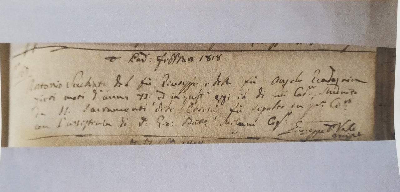 Atto morte Vecchiato Antonio(1818)