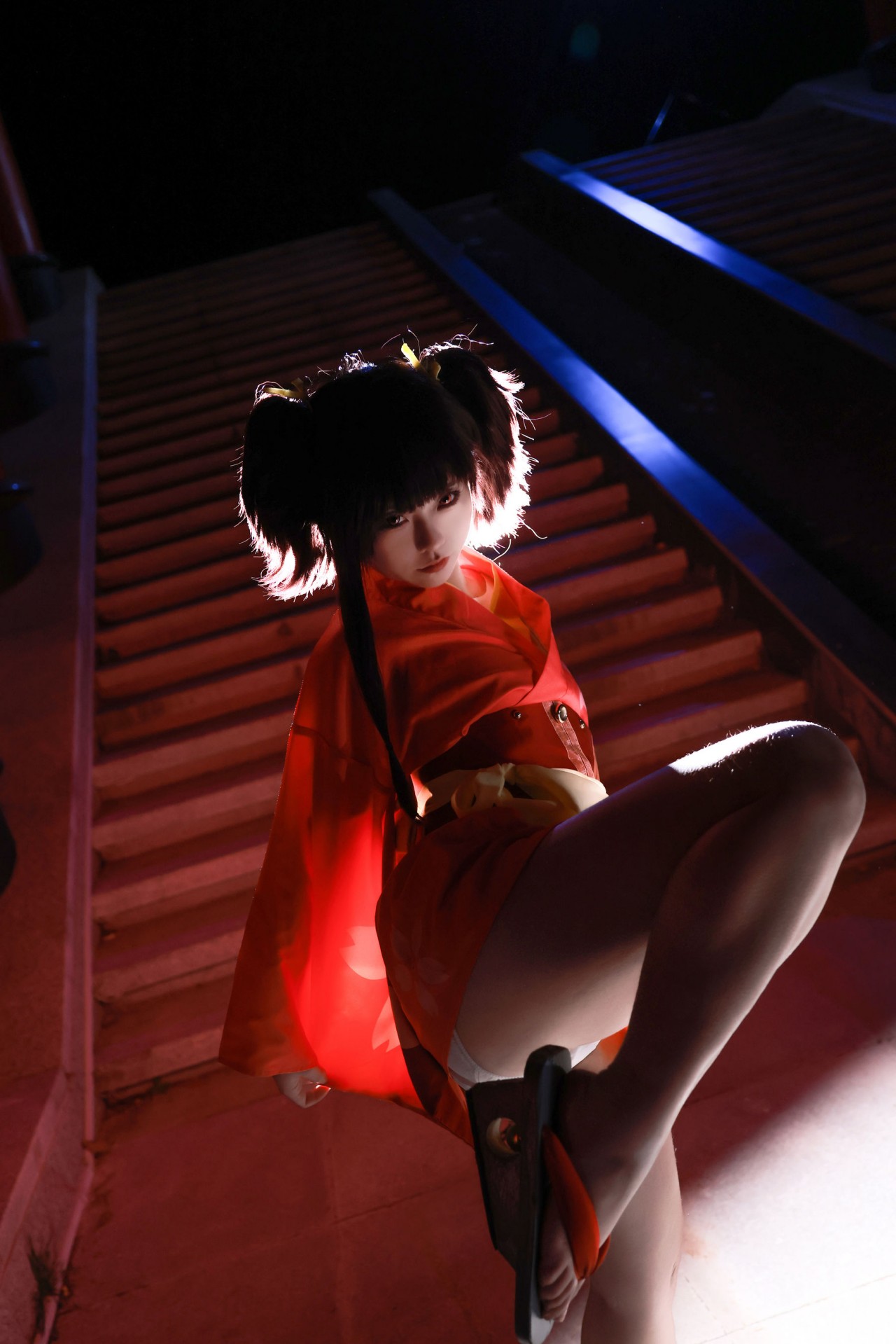 g44不会受伤《甲铁城的卡巴内瑞 无名》写真照，和服小姐姐的治愈系夜拍插图7