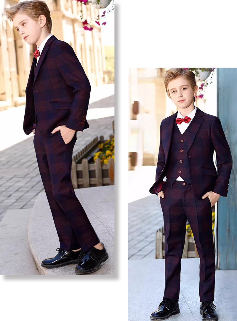 Completo Abito Cerimonia Bambino 4-5 Pezzi | Smoking Elegante | Per Matrimoni E Battesimi - Foto 9