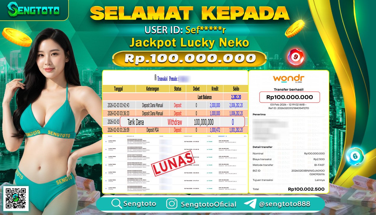 BUKTI PEMBAYARAN SLOT LUCKY NEKO