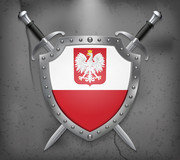 99558248-pavillon-de-la-pologne-avec-eagle-le-bouclier-avec-le-drapeau-national-deux-p-es-crois-es