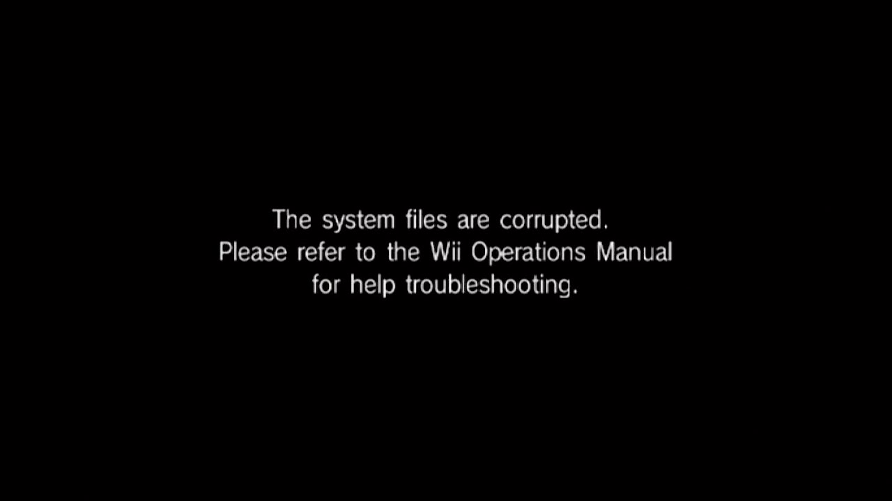 black screen that says 'the system files are corrupted'