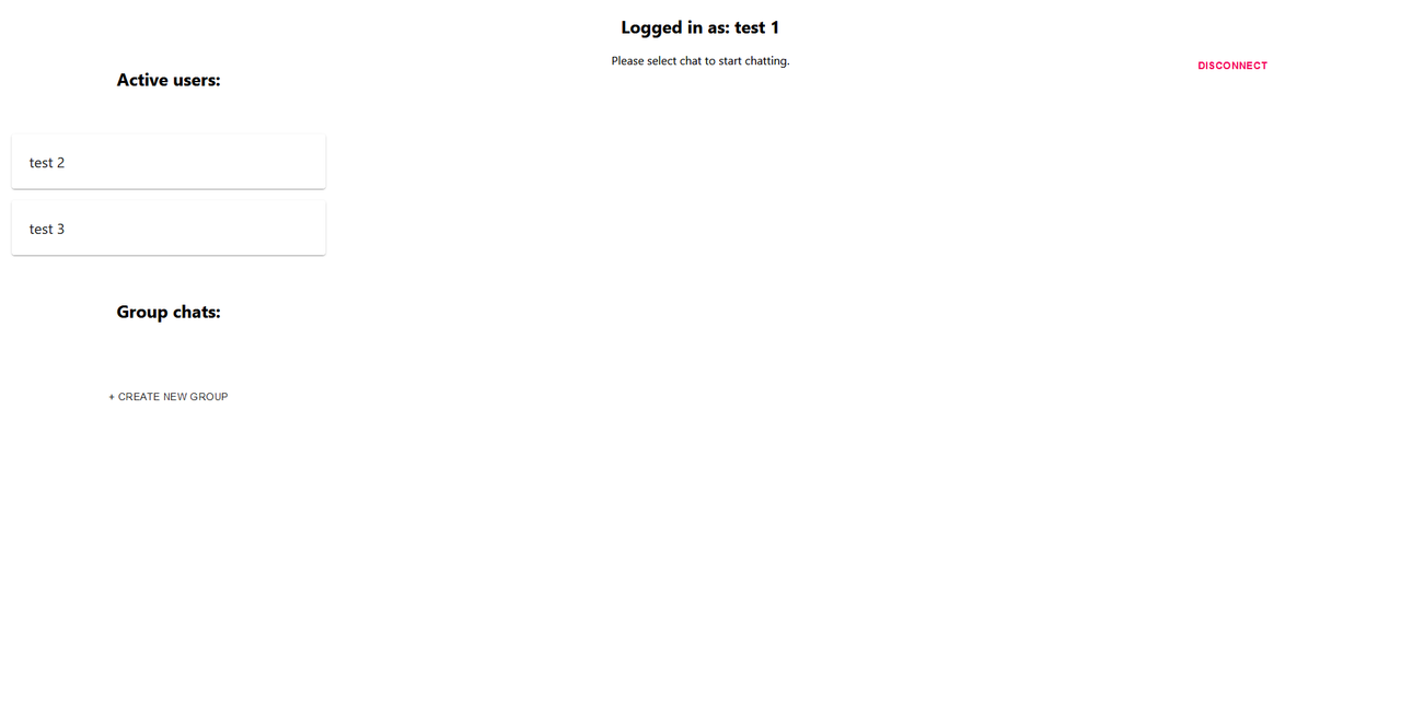 Home page no user selected