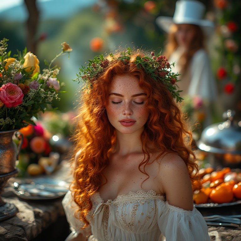 Garden wedding wom dreaming Redhair 0 18