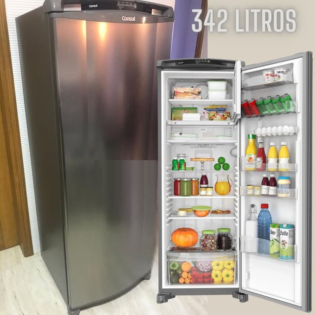 Geladeira Consul Frost Free 342 litros cor Inox com Gavetão Hortifruti – CRB39AK