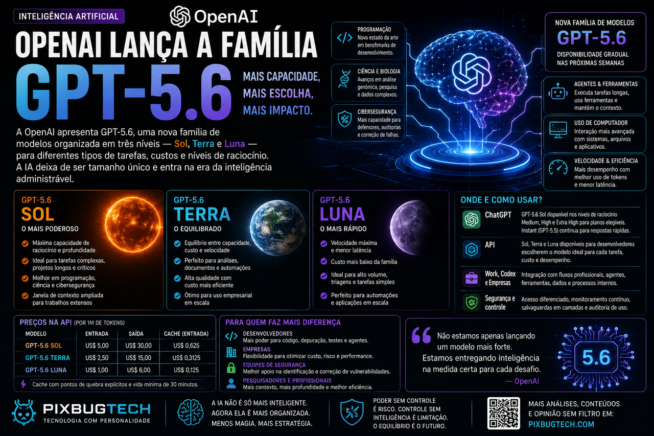 OpenAI lança a família GPT-5.6 e transforma “modelo único” em cardápio de inteligência