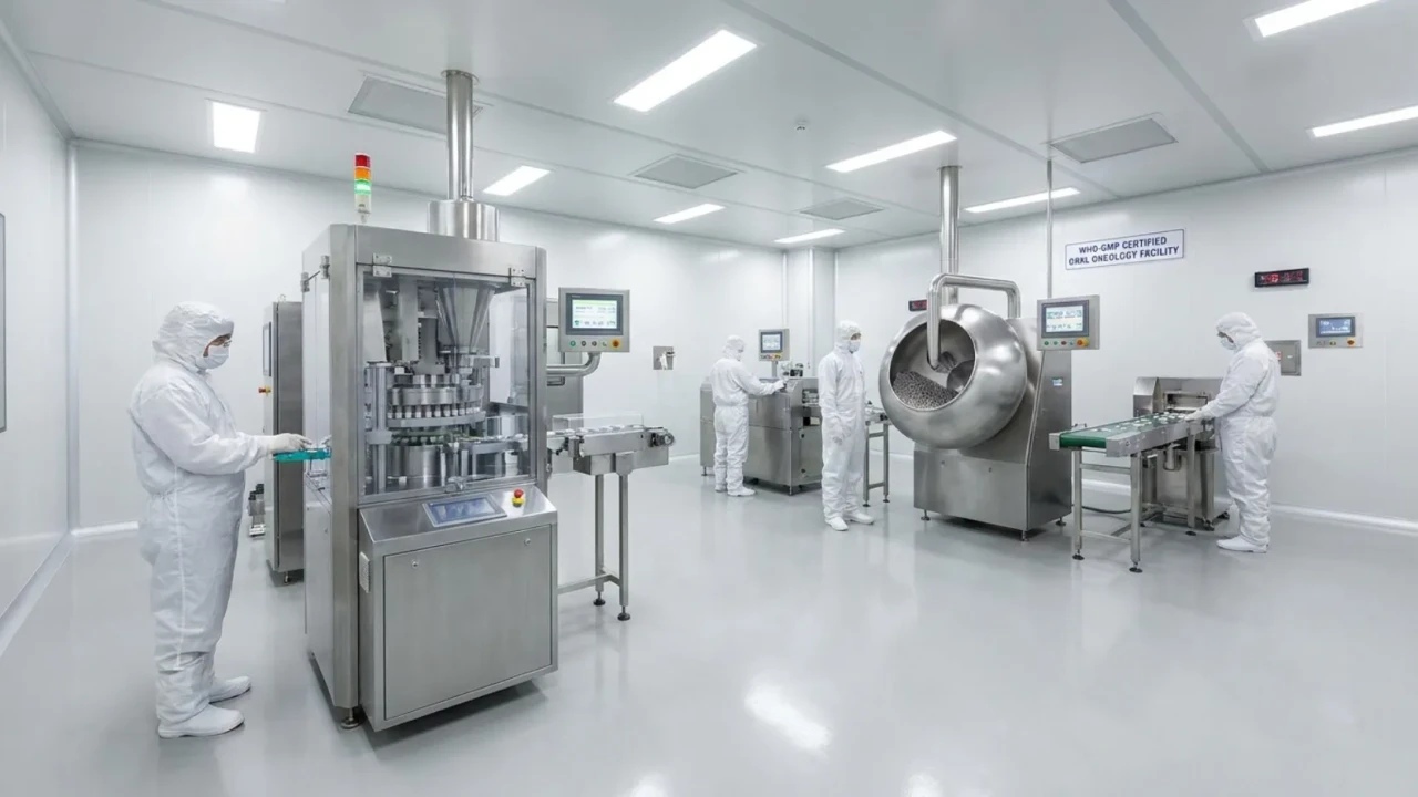 WHO-GMP certified generic specialty medicine manufacturing facility Bangladesh Beacon Pharmaceuticals oral oncology tablet production line for wholesale bulk supply