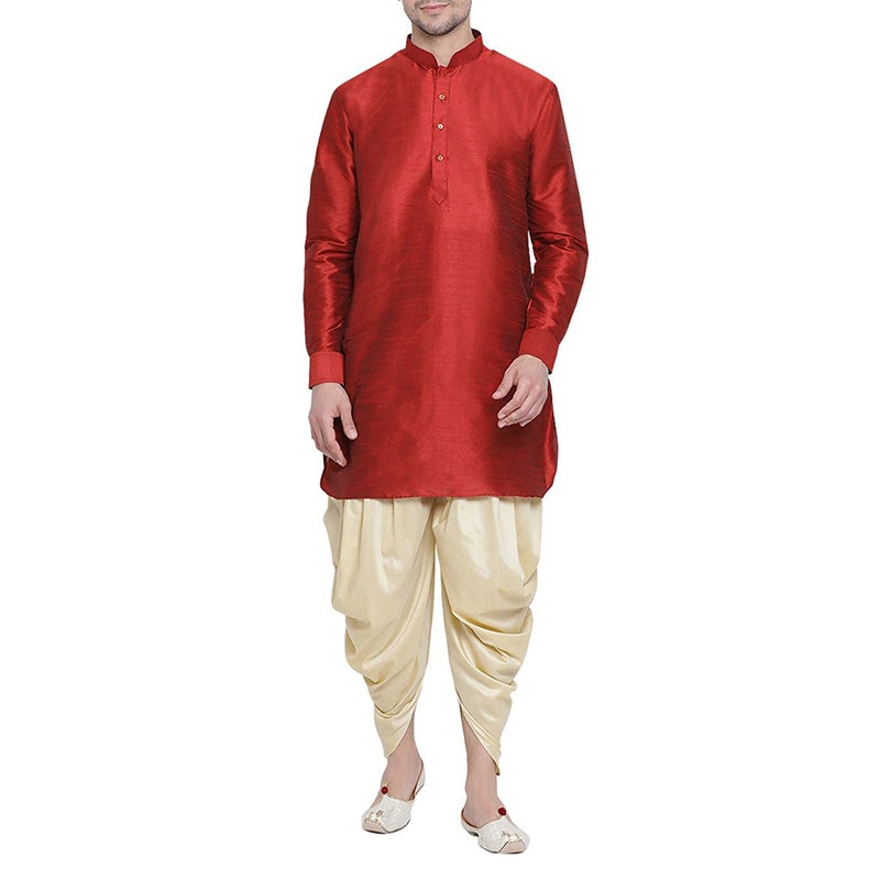 Men's Dhoti Kurta Pant Set Silk Blend Ethnic Kurta Pyjama For Wedding Wear Dress - Picture 10 of 24