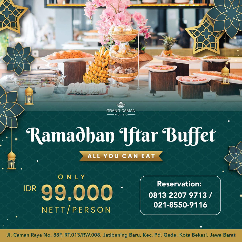 Hotel Grand Caman, satu di antara hotel di Bekasi yang menawarkan paket bukber all you can eat murah meriah.