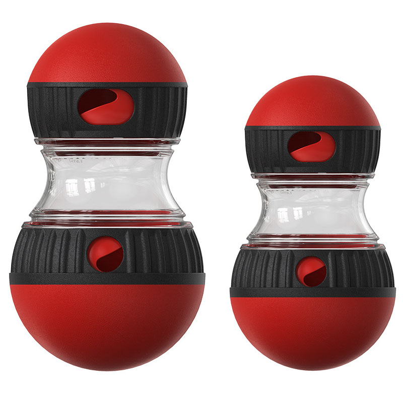 2-Piece Red Slow Feeder Dog Toy Set – Large & Small Rolling Treat Dispenser Ball for Puzzle Feeding, Mental Stimulation, and Digestive Health