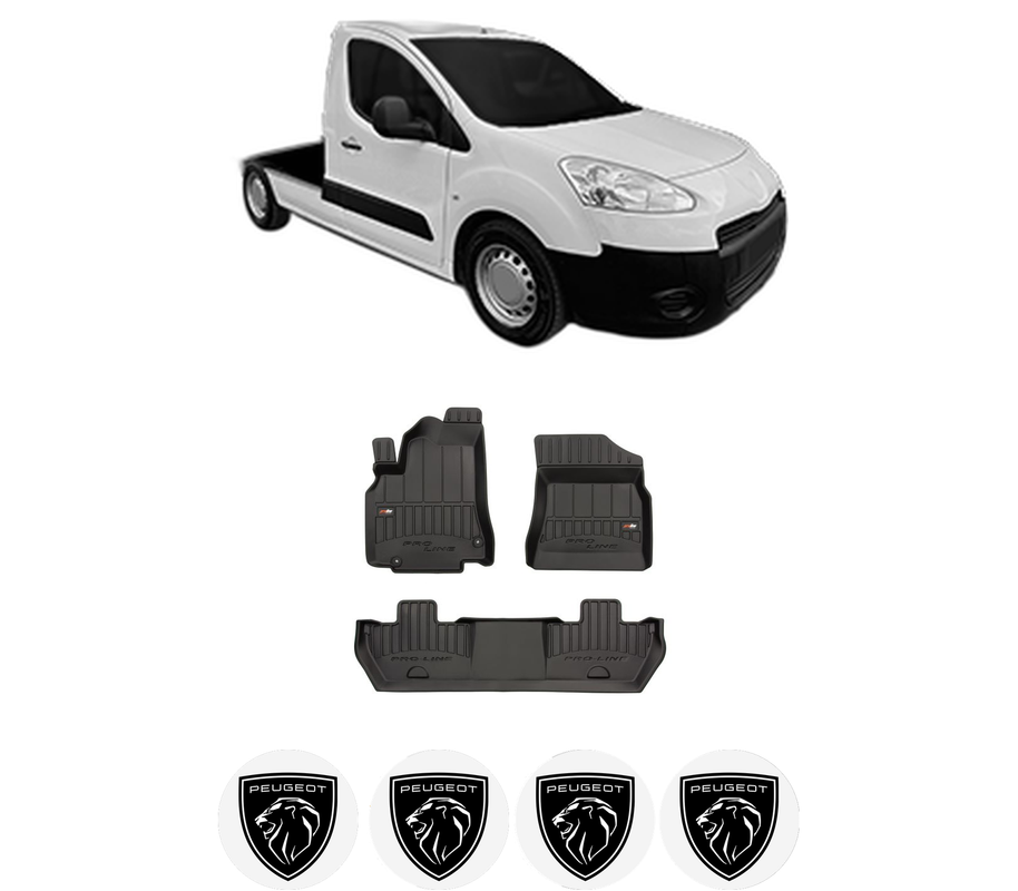 Set covorase presuri PEUGEOT PARTNER Platform/Chassis din 2009-2015, auto, din cauciuc thermoplastic, 4 Stickere auto cu PEUGEOT