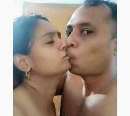 Desi indian couple kissing and husband massage her boobs